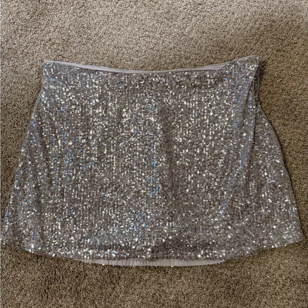Abercrombie & Fitch Glittering Silver Mini Skirt
